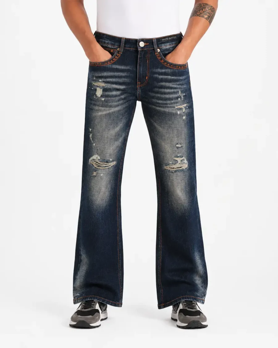 Men's Bootcut Distressed Denim Jeans