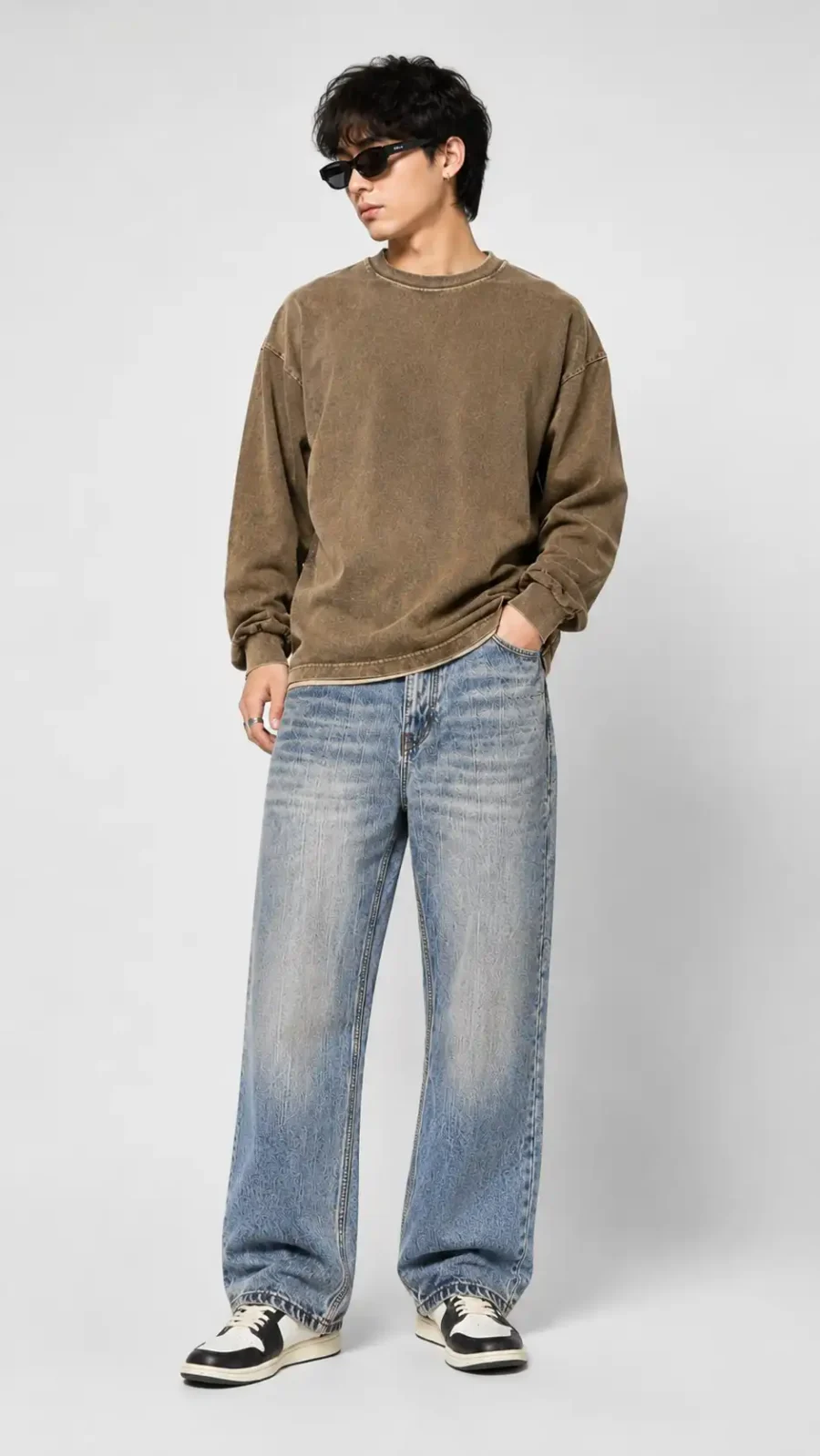 Men's Light Blue Washed Bootcut Jeans