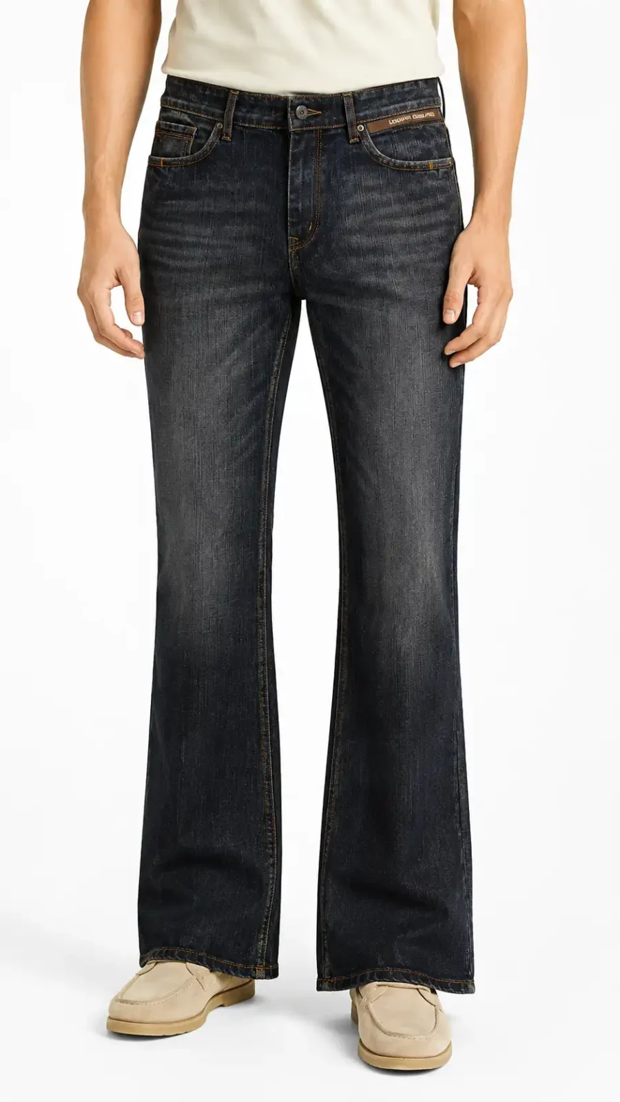 Men's Dark Wash Bootcut Jeans – Classic Comfort, Timeless Style