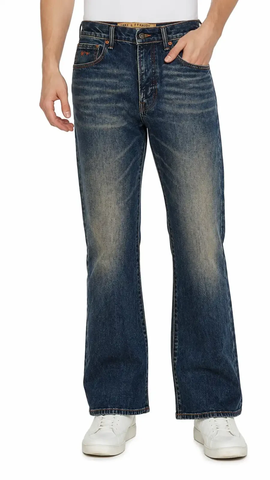 Men's Bootcut Washed Blue Jeans
