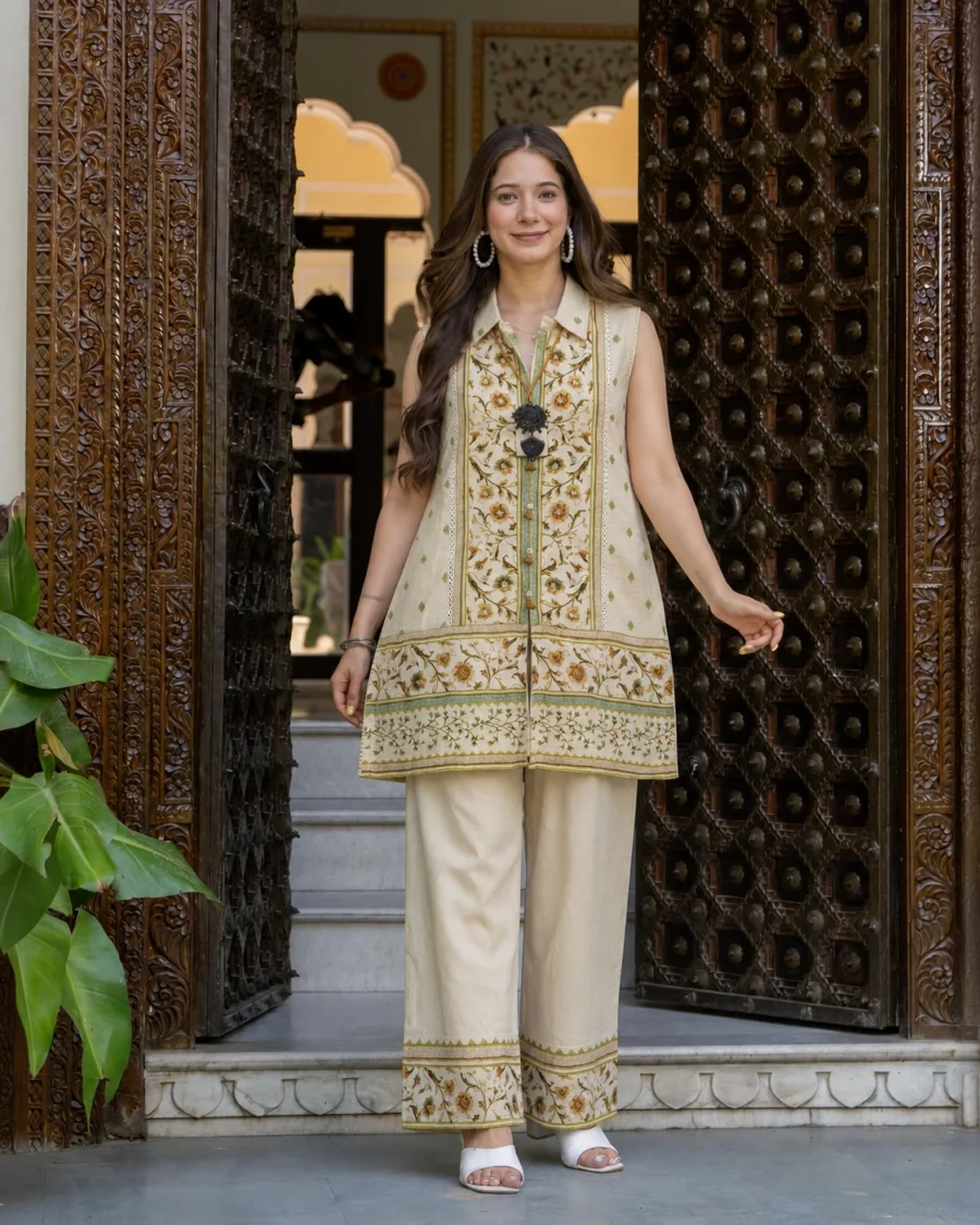 Ivory Garden Sleeveless Printed Co-Ord Set