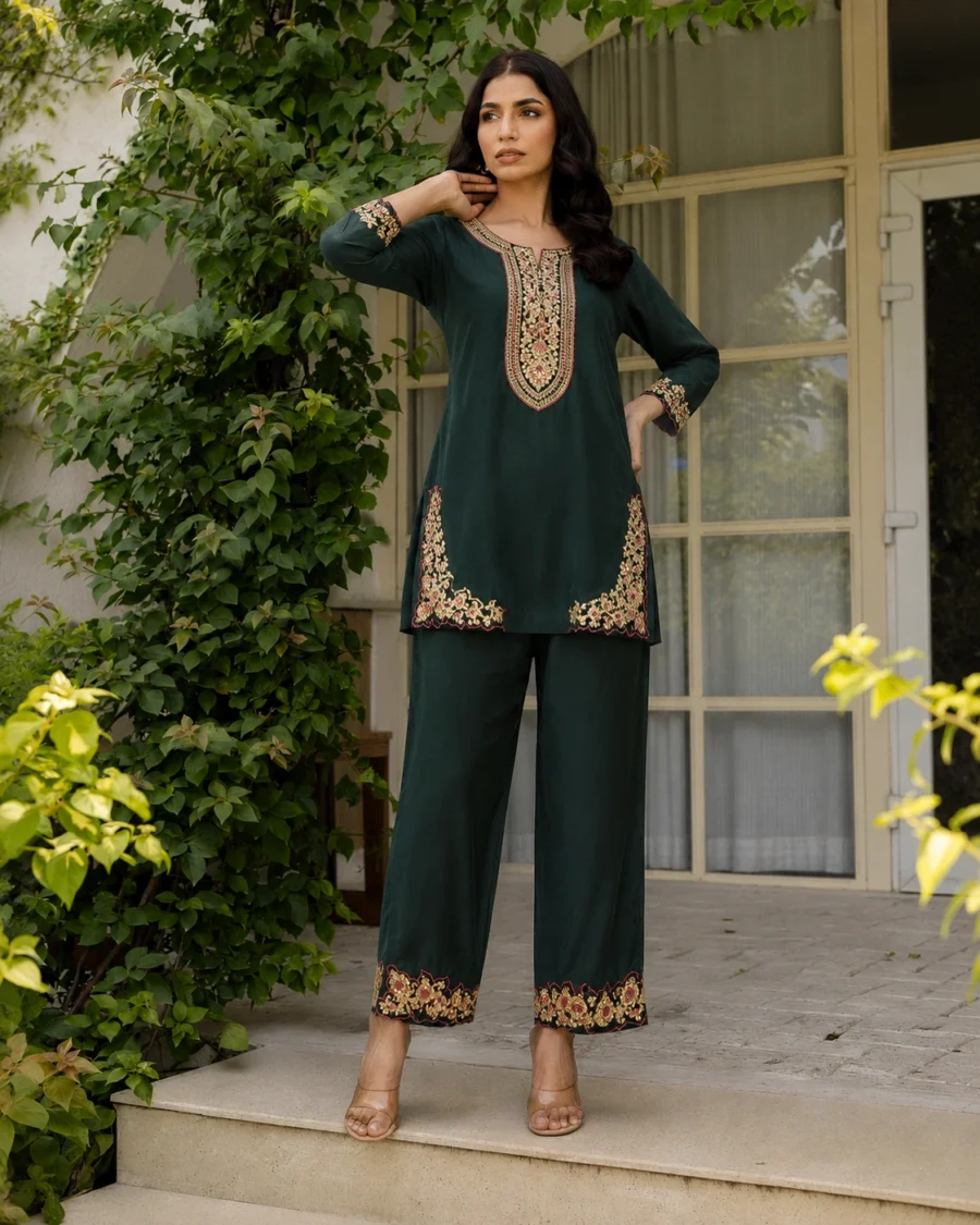 Emerald Embroidered Festive Co-Ord Set