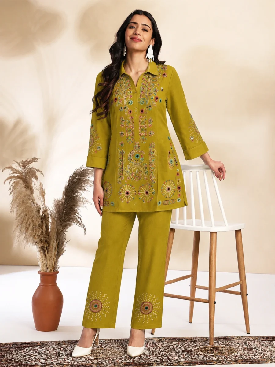 Mustard Embroidered Artisan Co-Ord Set