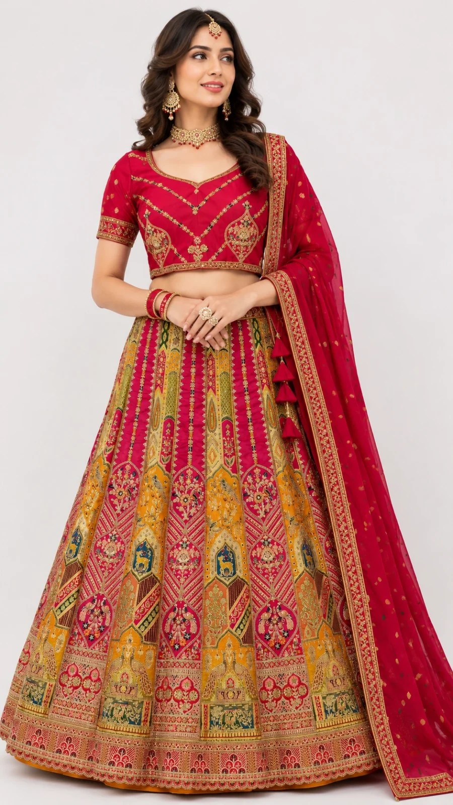 Royal Heritage Bridal Lehenga Set with Woven Motifs