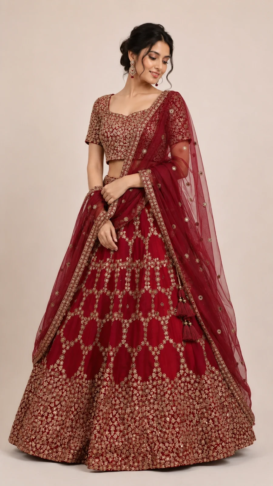 Store Ruby Radiance Embroidered Lehenga Choli with Dupatta