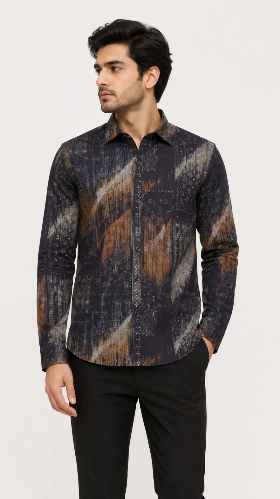 Men's Abstract Paisley Print Full Sleeve Casual Shirt