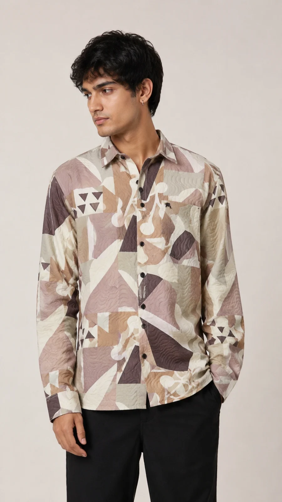 Abstract Geometric Print Full Sleeve Men's Casual Shirt