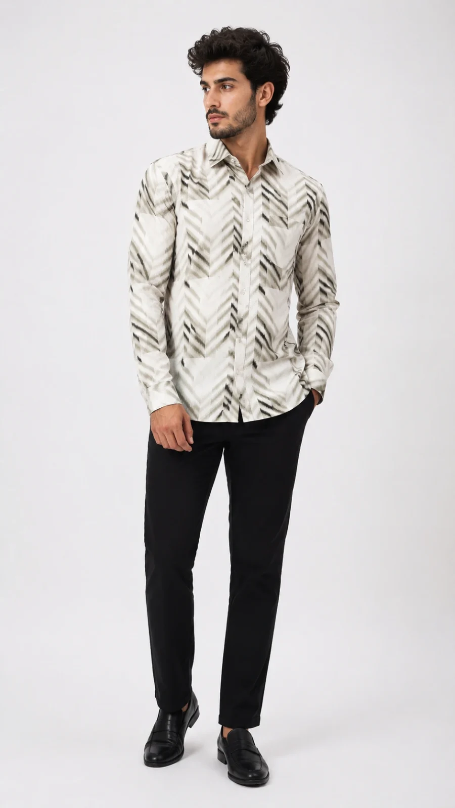 Men’s Abstract Chevron Print Full-Sleeve Shirt