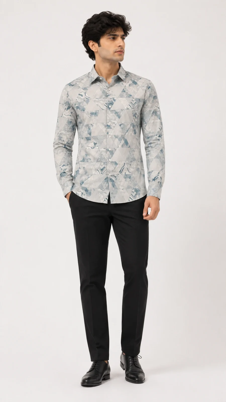 Off-White Geometric Abstract Print Premium Cotton Shirt