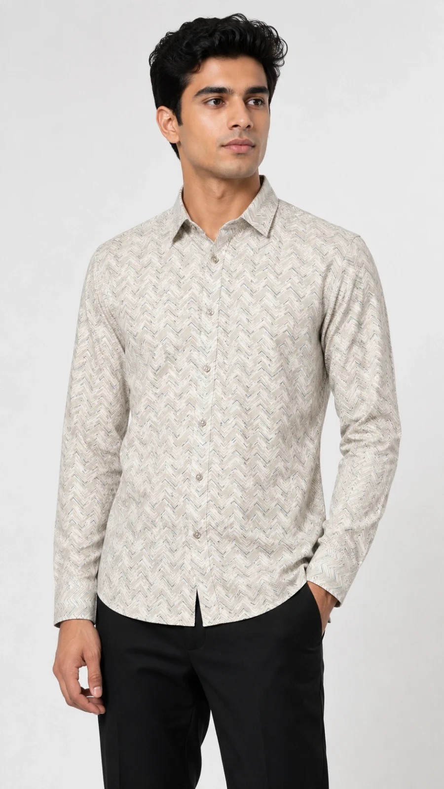 Men’s Chevron Geometric Print Full-Sleeve Shirt