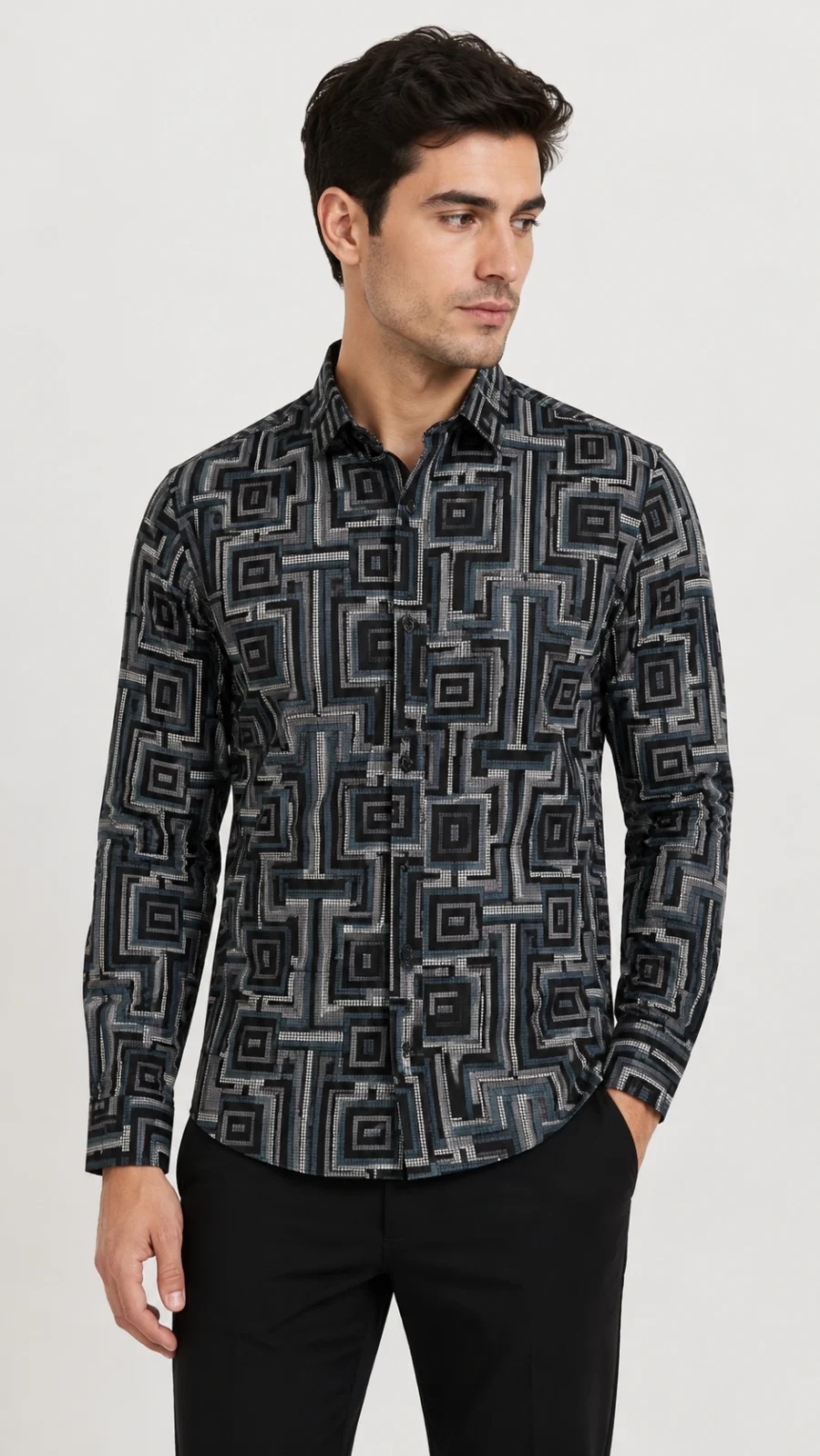 Men’s Geometric Print Full-Sleeve Shirt