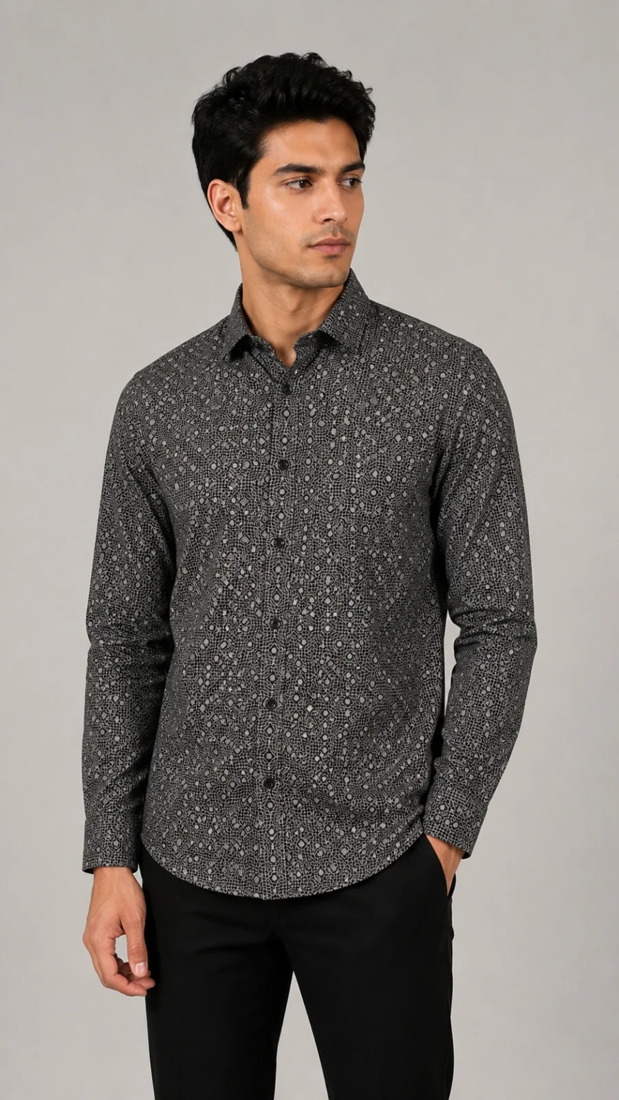 Midnight Geometric Print Full-Sleeve Shirt