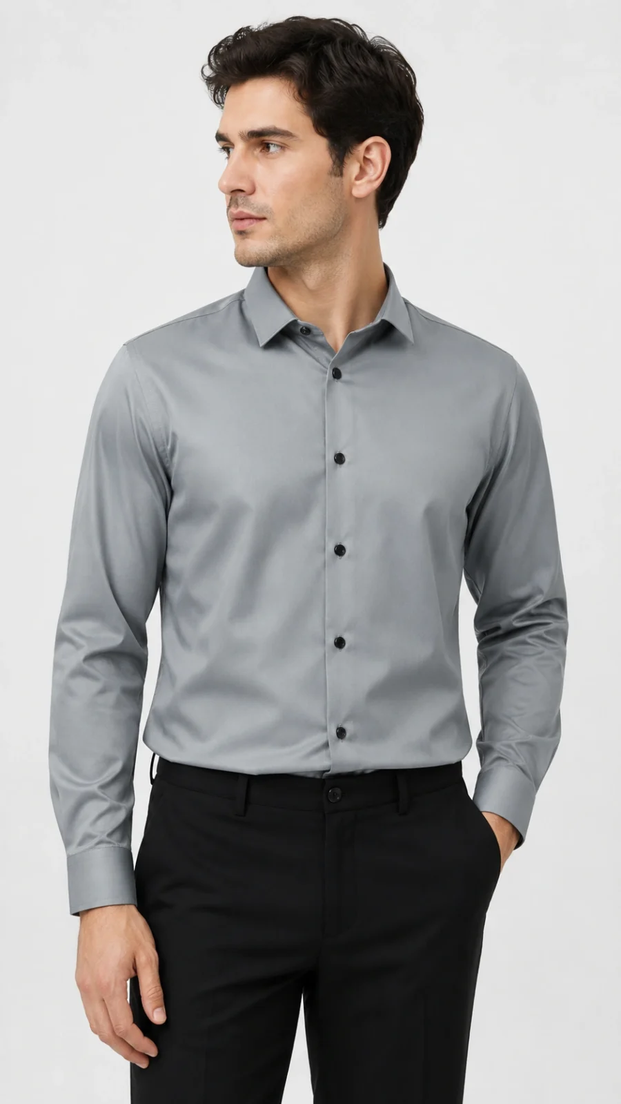 Men's Solid Light Grey Formal Shirt