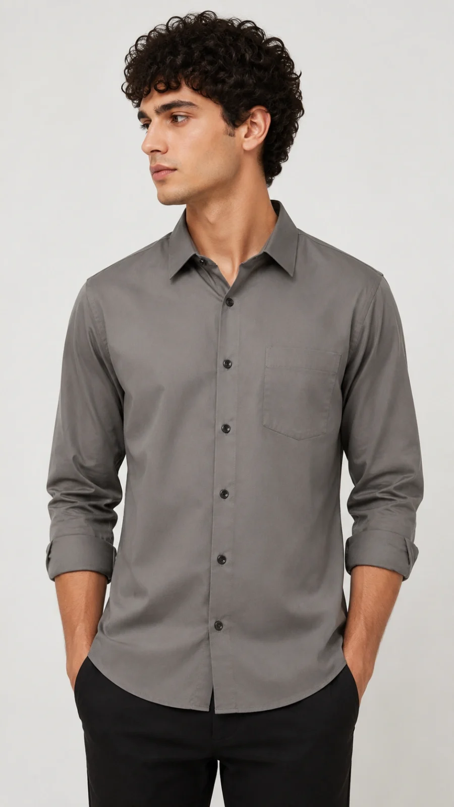 Men's Solid Slate Grey Full Sleeve Casual Shirt