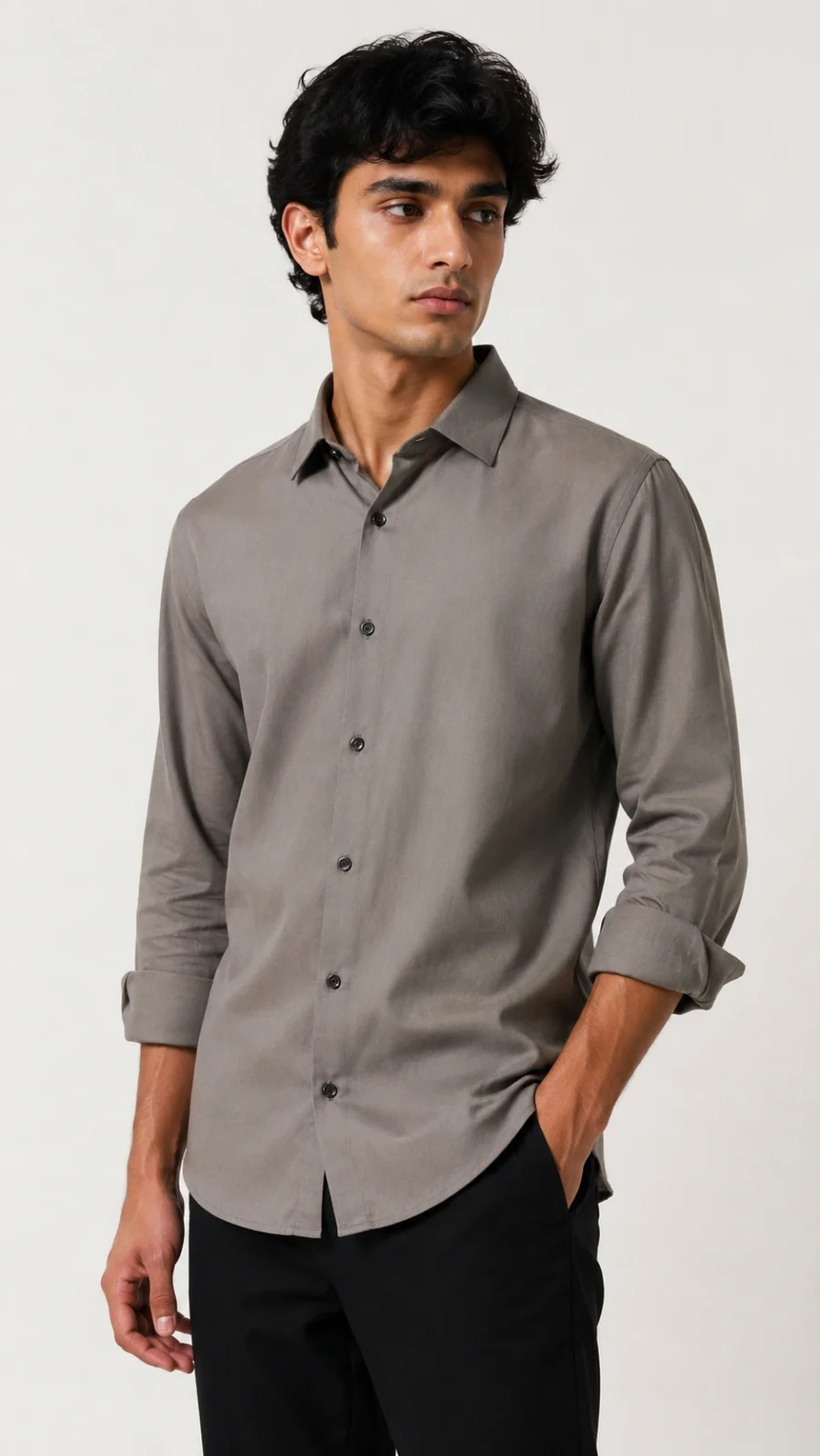 Men's Solid Ash Grey Premium Formal Shirt