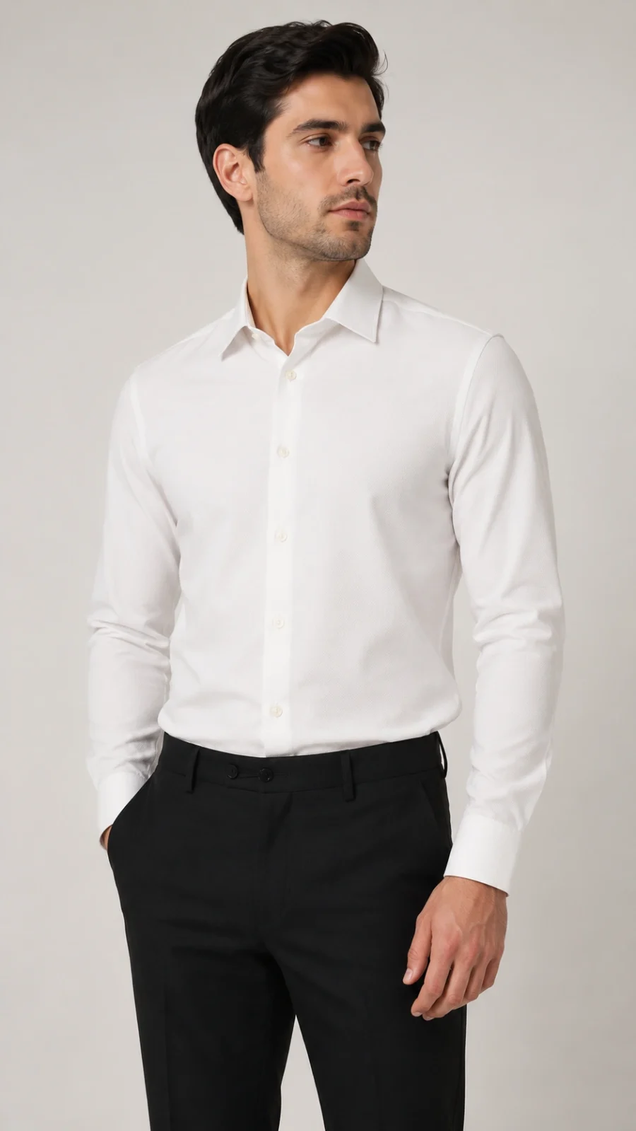 Men’s Premium Textured White Formal Shirt