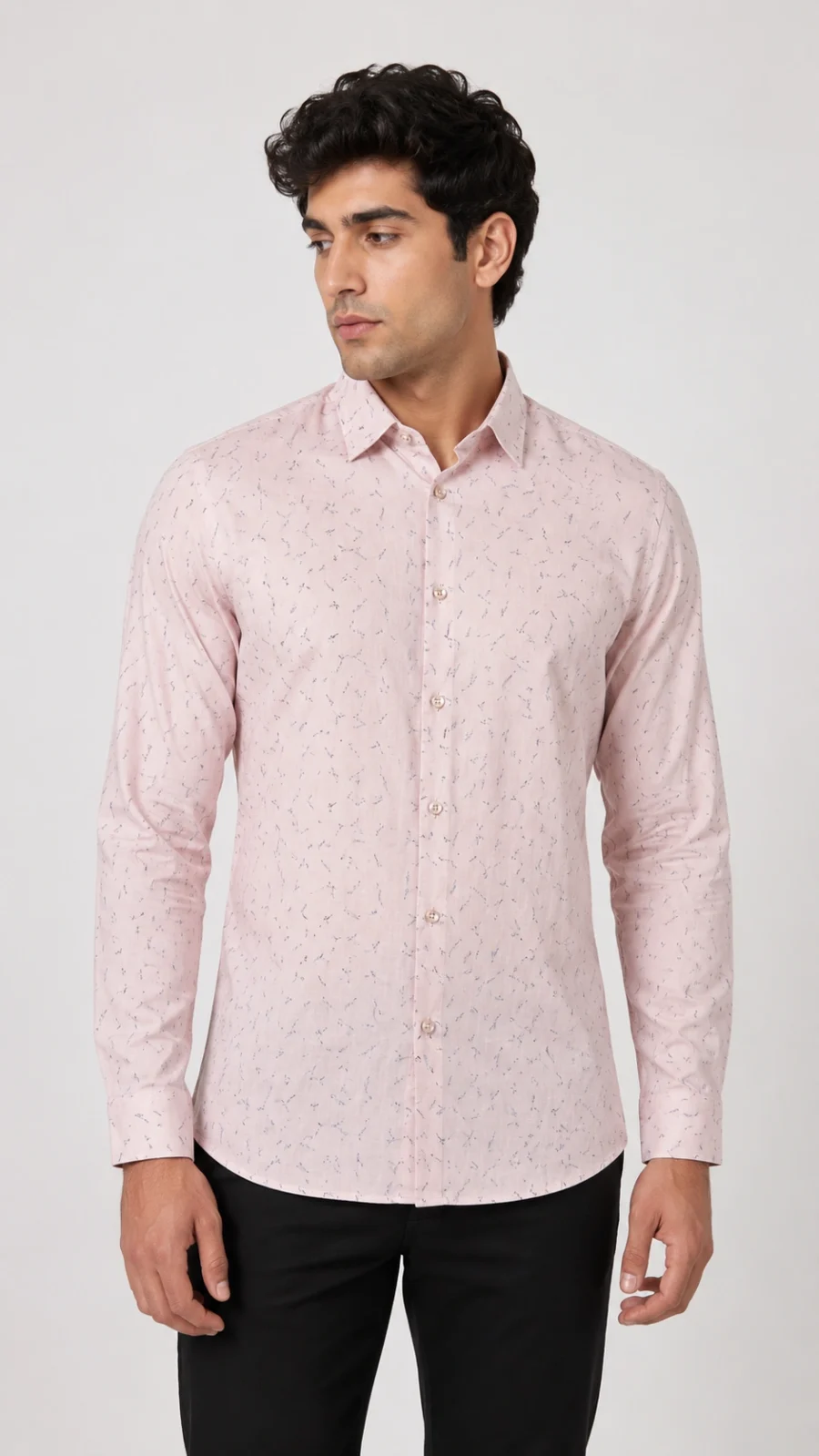 Blush Pink Abstract Print Full Sleeve Casual Shirt