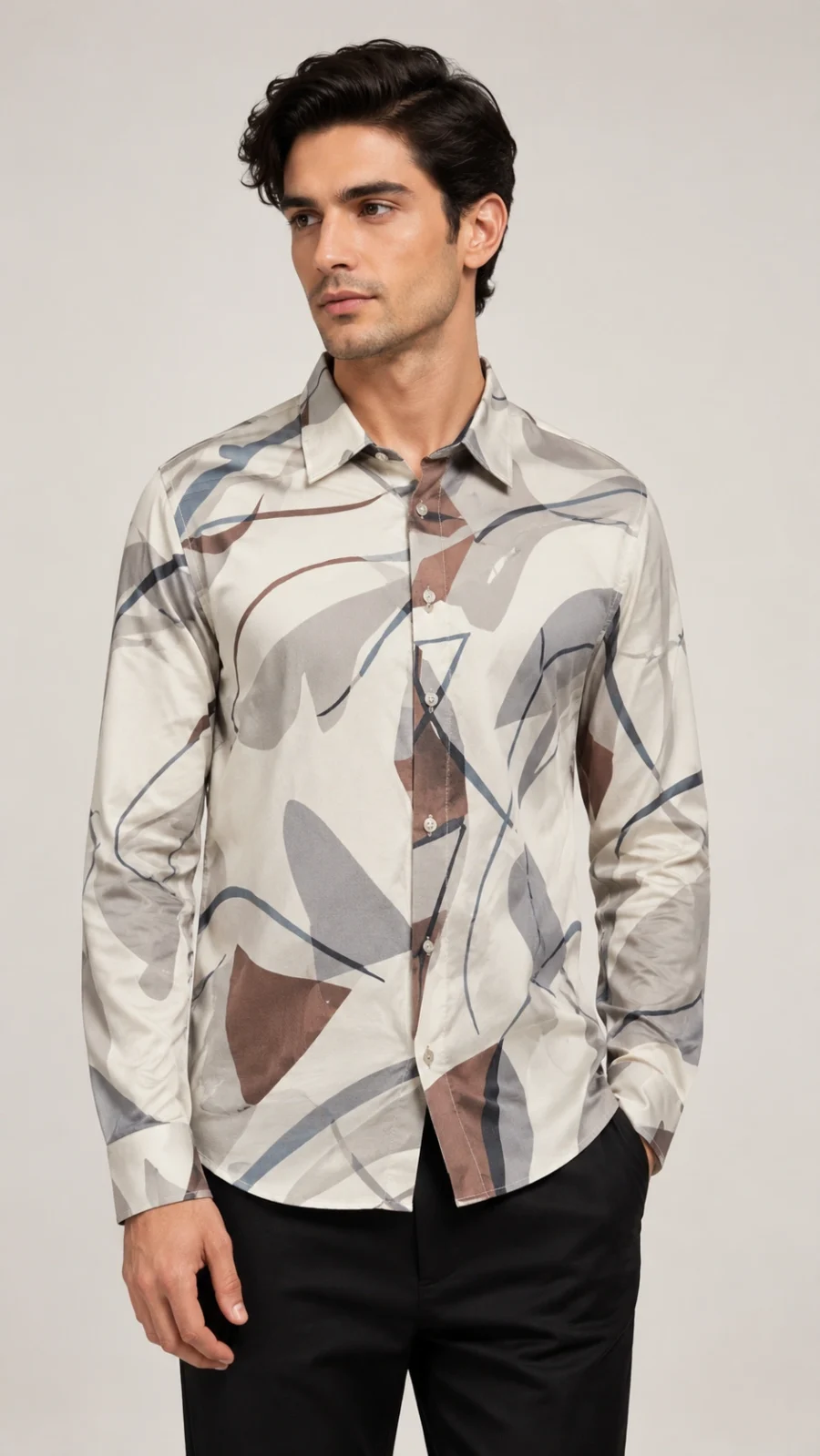 Abstract Print Full Sleeve Casual Shirt for Men