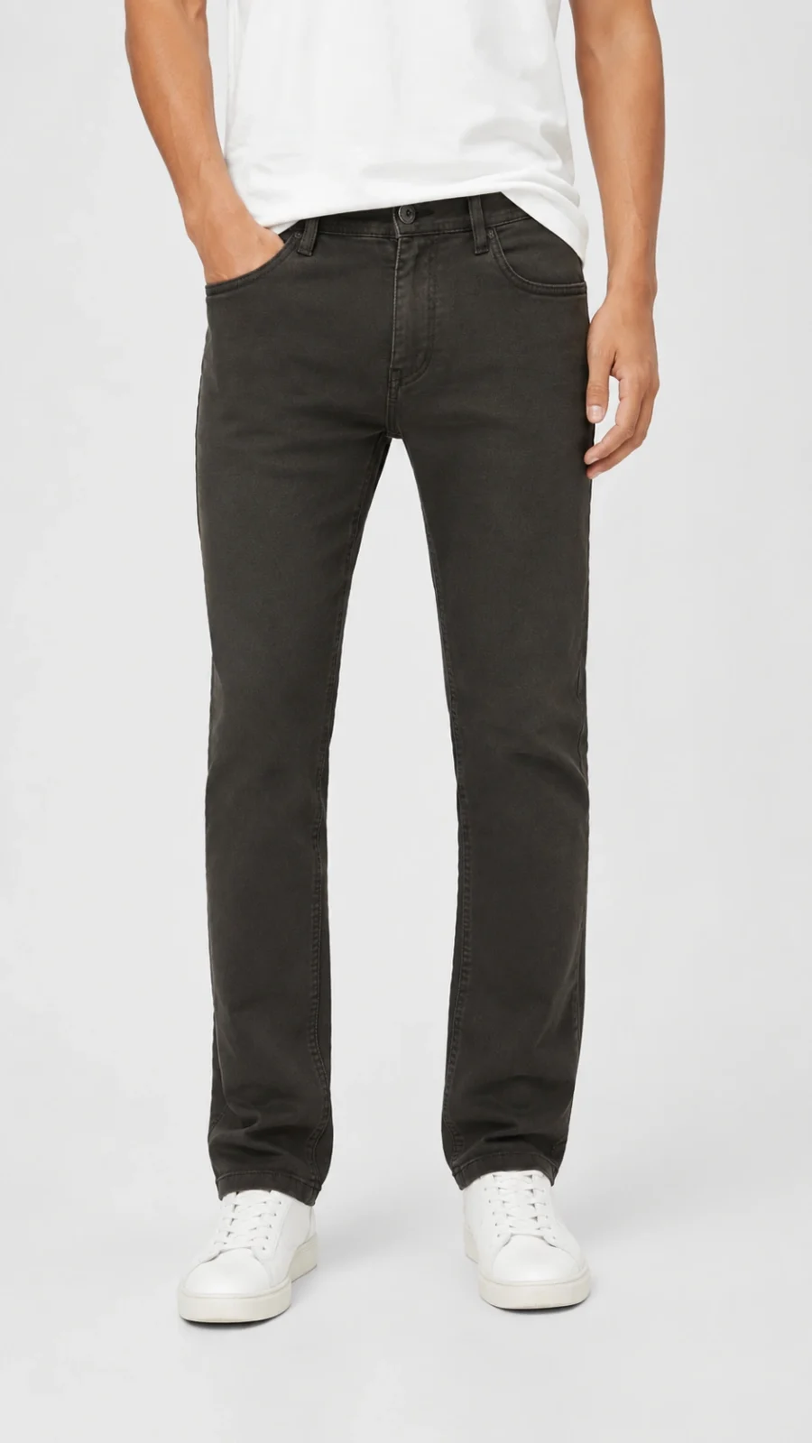 Men's Charcoal Grey Regular Fit Stretch Denim Jeans