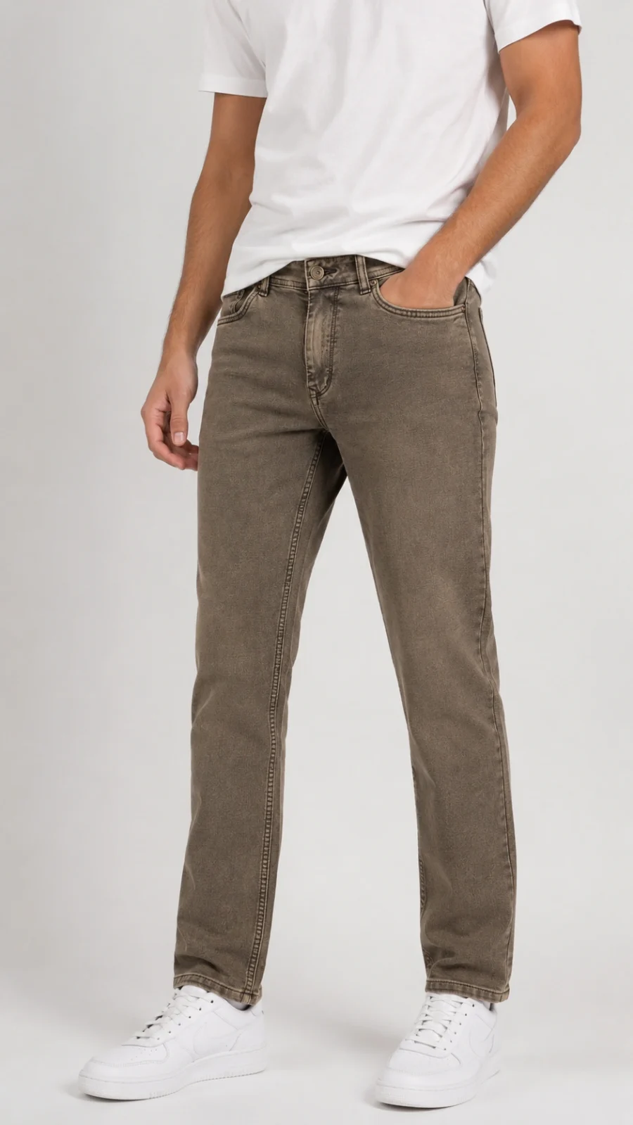 Men's Washed Grey Slim Fit Stretch Jeans