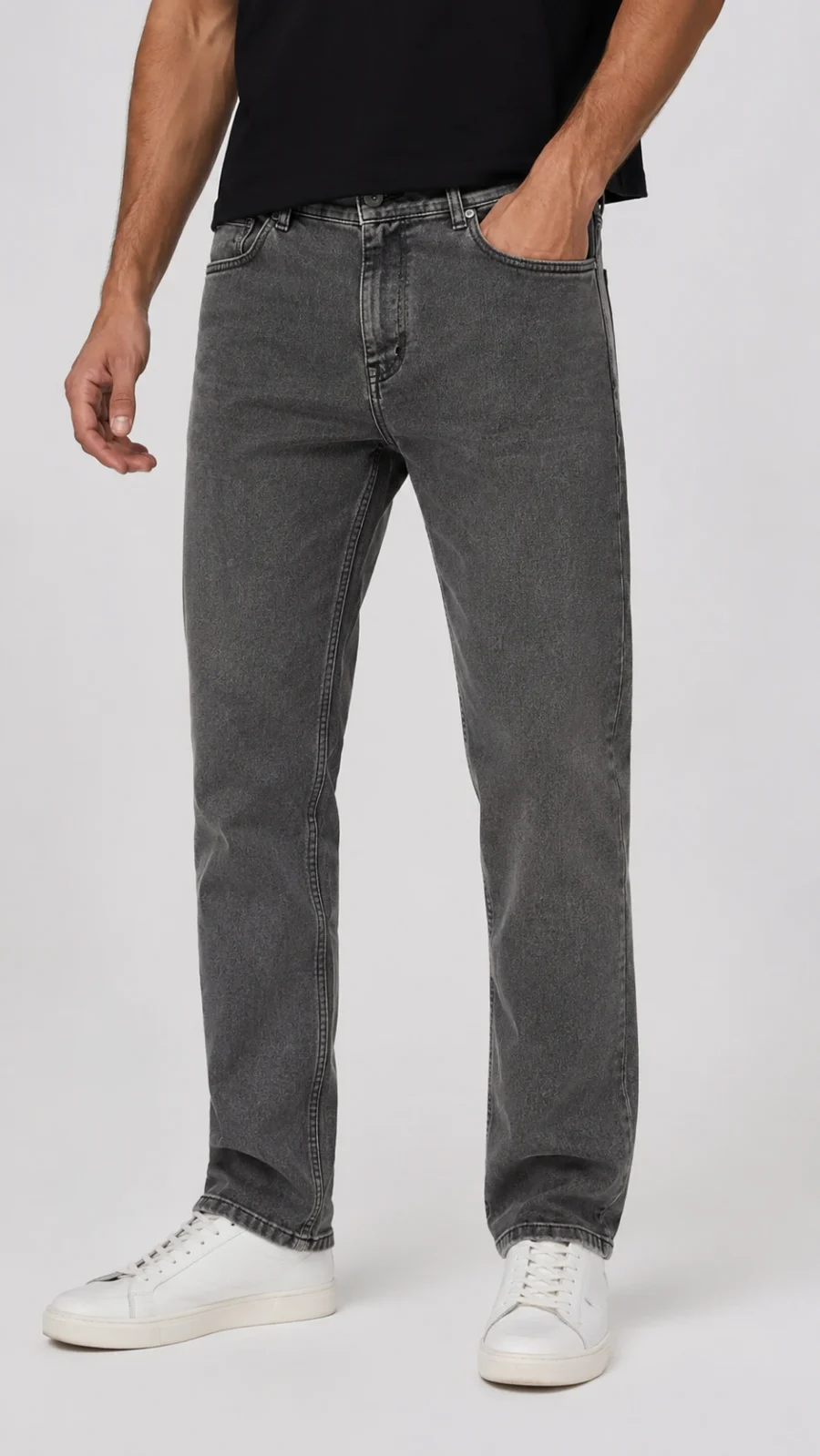Men's Washed Grey Slim Fit Stretch Jeans
