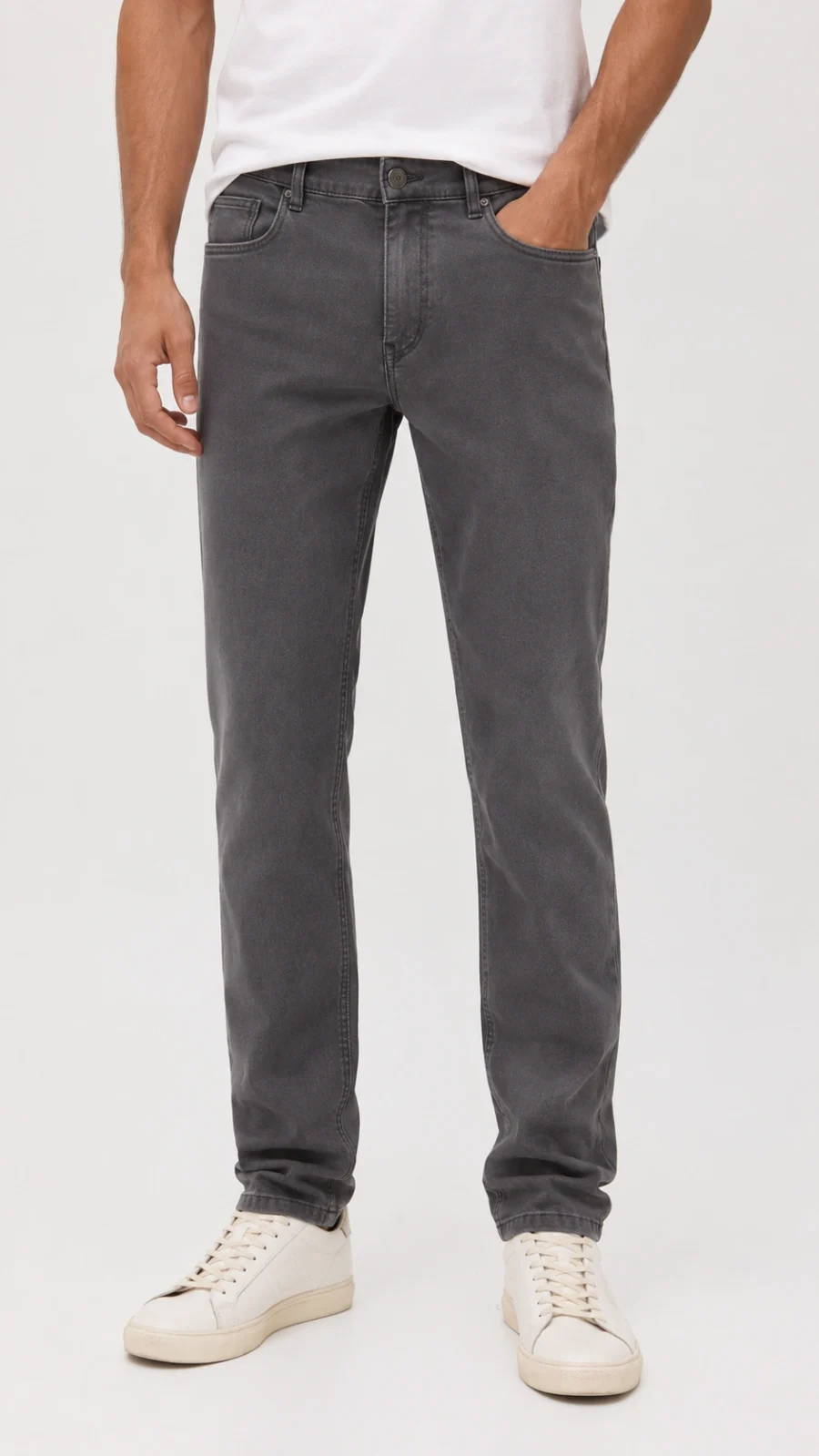 Men's Solid Grey Slim Fit Stretch Jeans