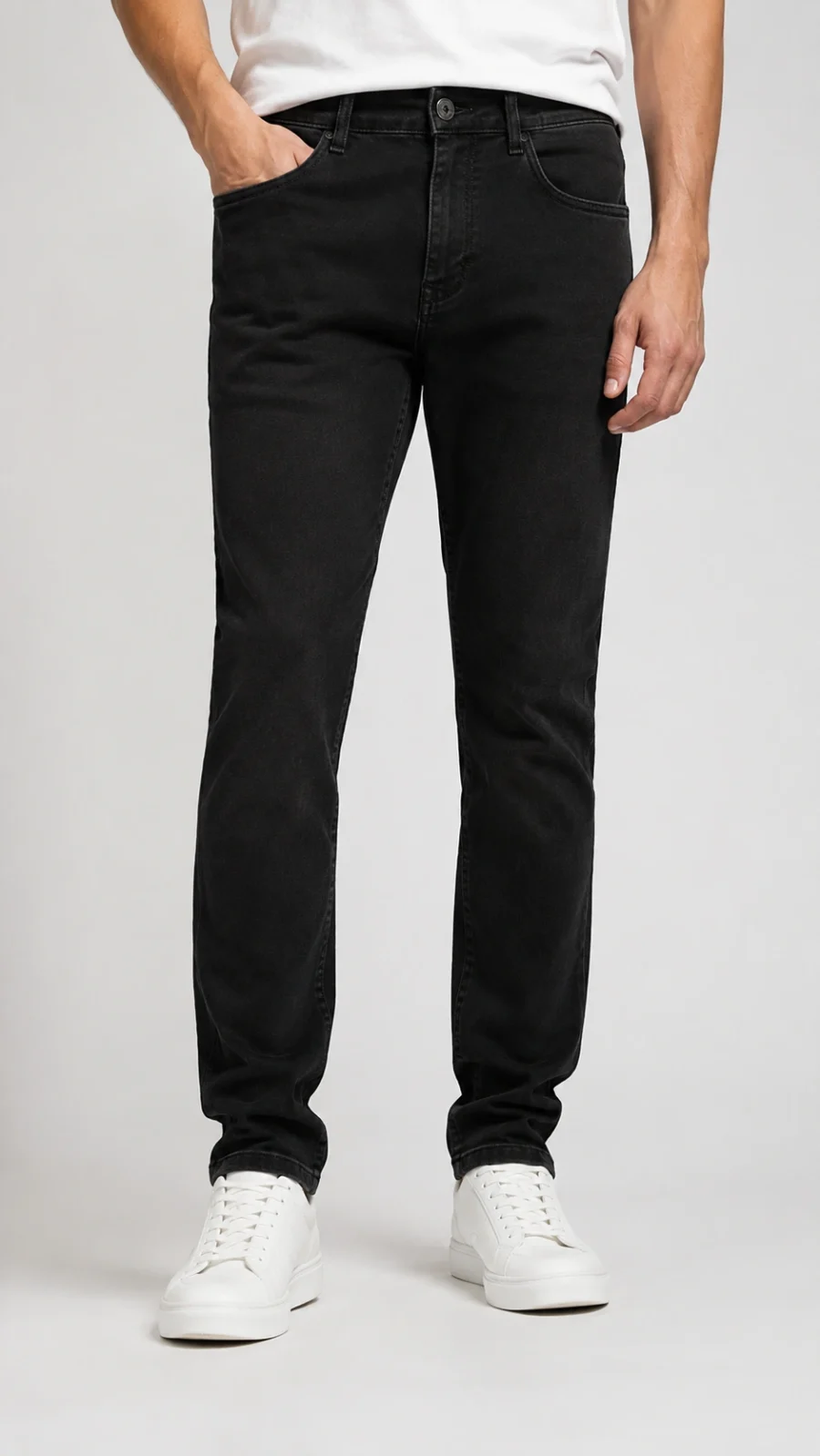 Men's Solid Black Slim Fit Stretch Jeans