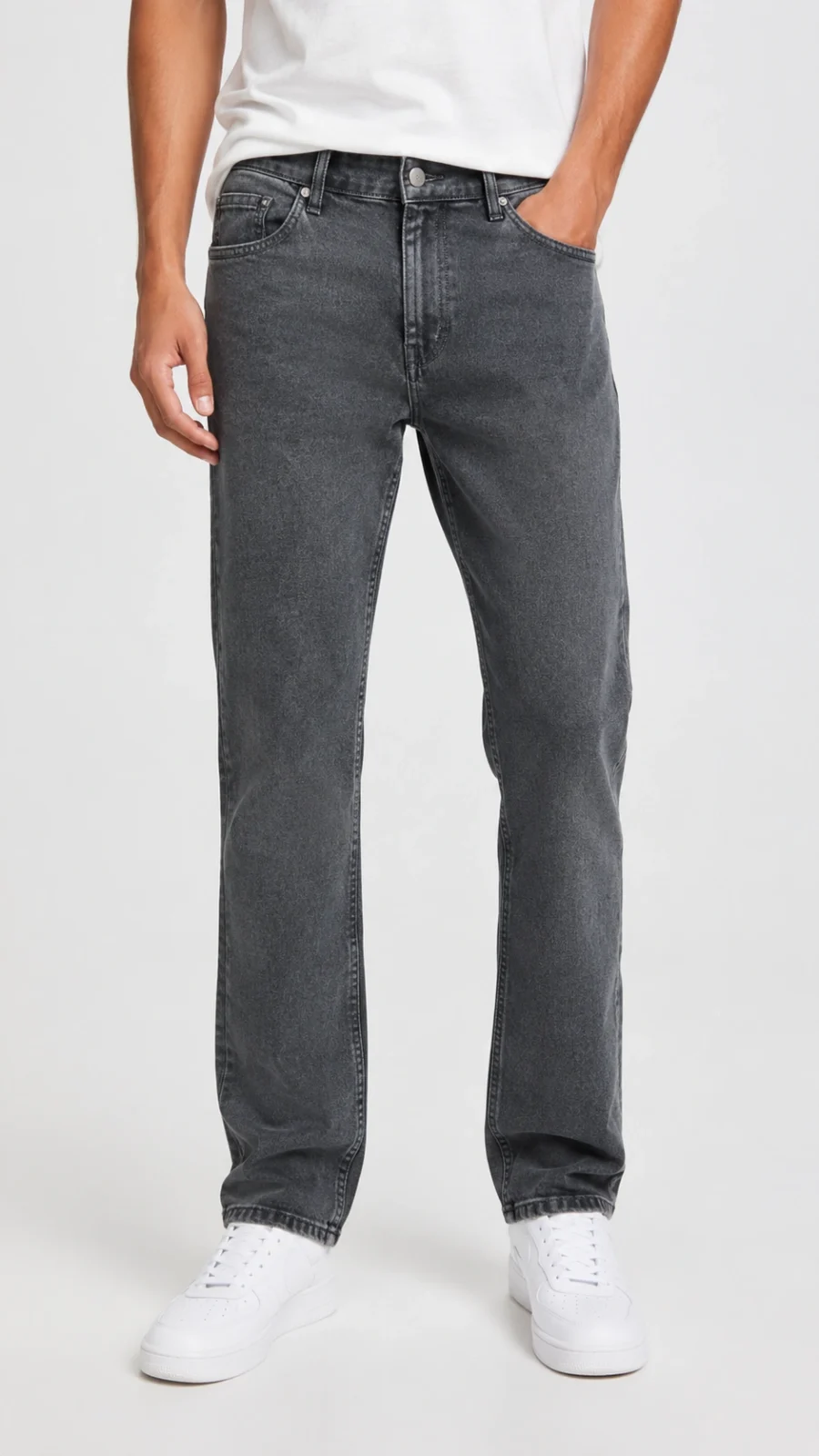 Men's Washed Grey Straight Fit Denim Jeans