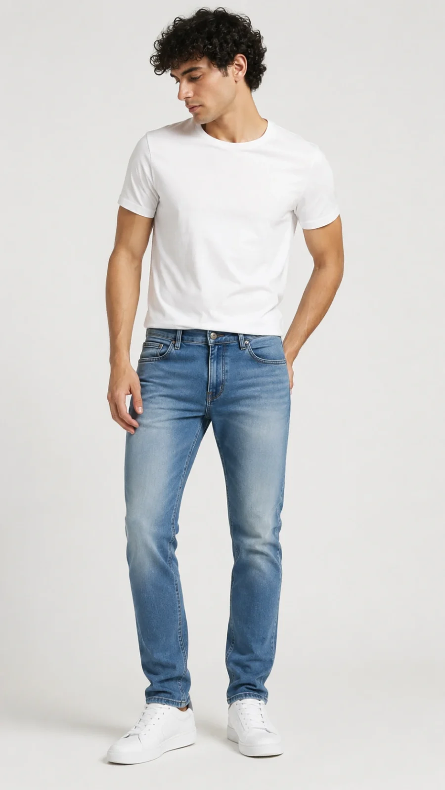Men's Blue Washed Slim Fit Stretch Jeans
