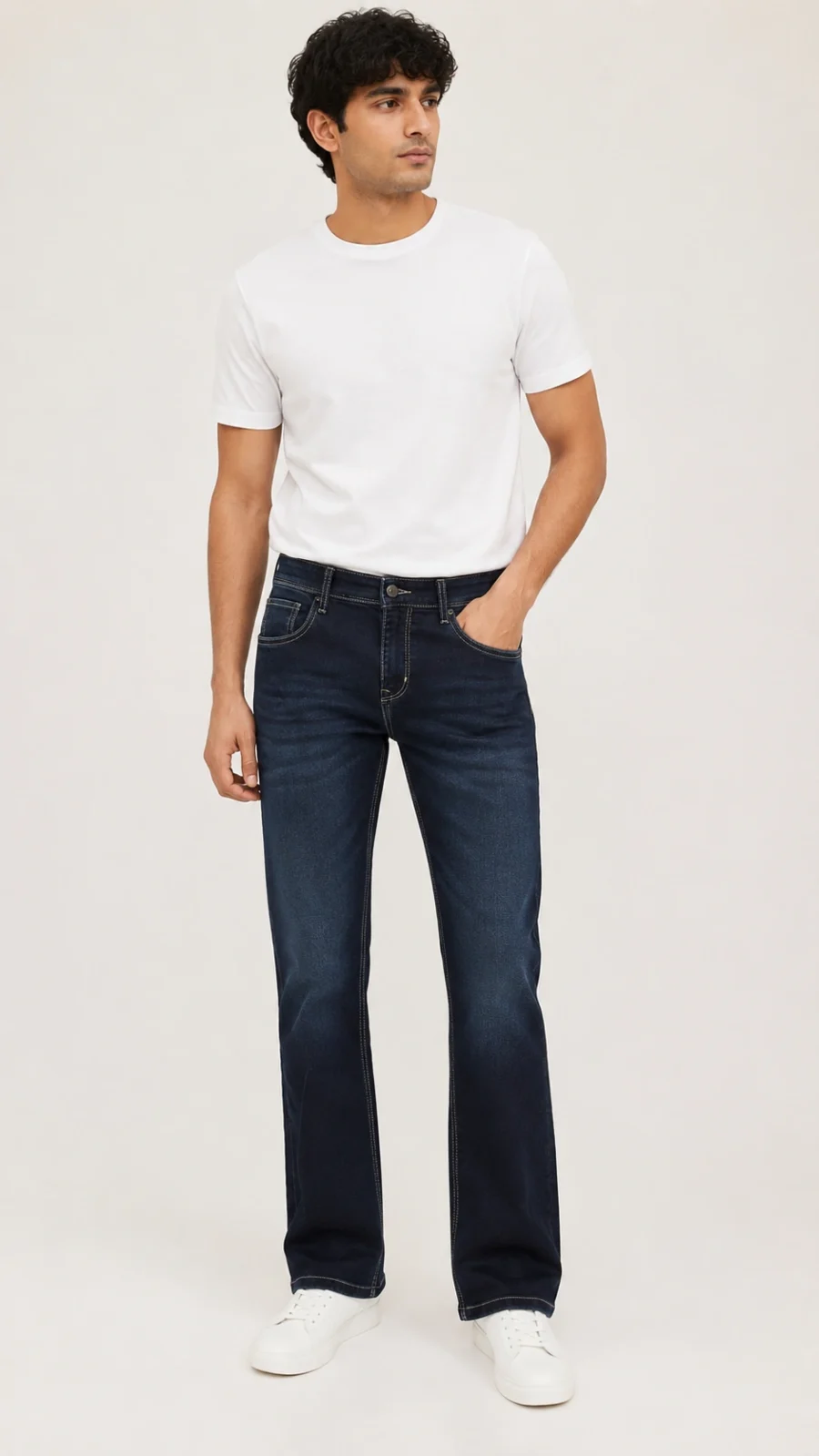 Men's Dark Indigo Straight Fit Stretch Jeans