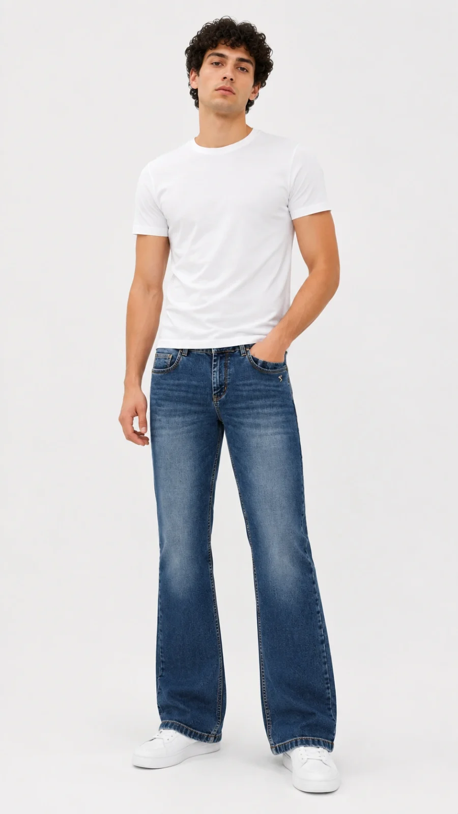 Men's Light Blue Straight Fit Washed Jeans