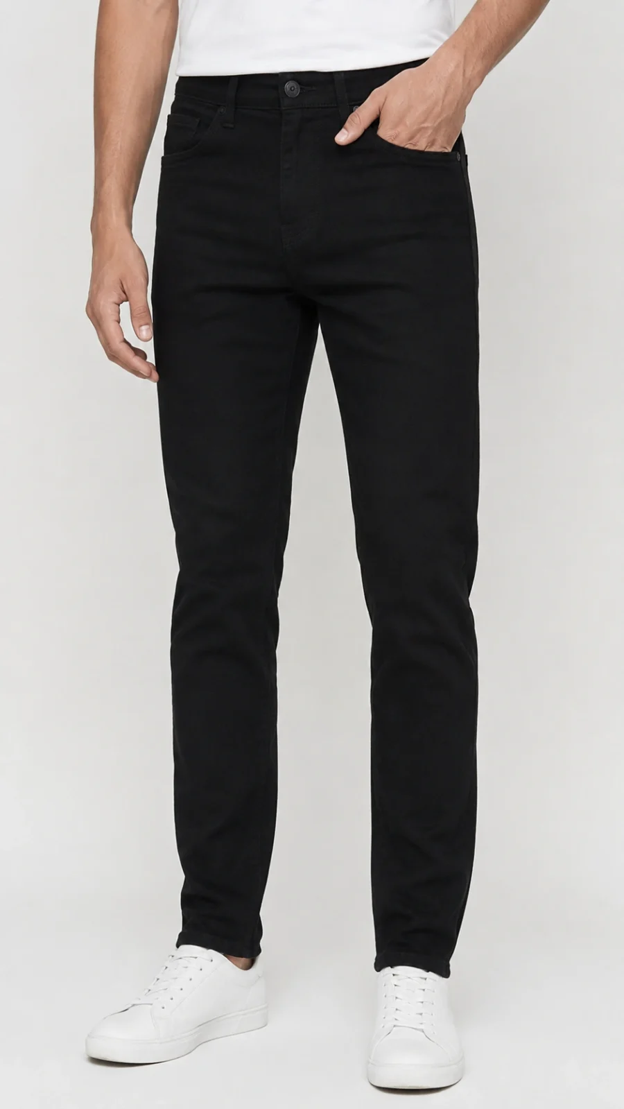 Men's Solid Black Straight Fit Stretch Jeans