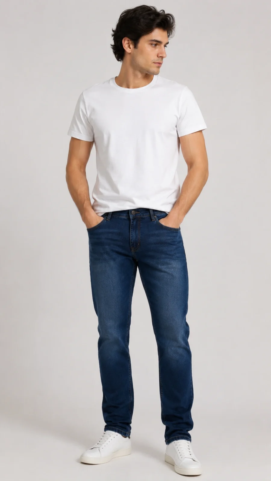 Men's Mid Blue Slim Fit Stretch Denim Jeans