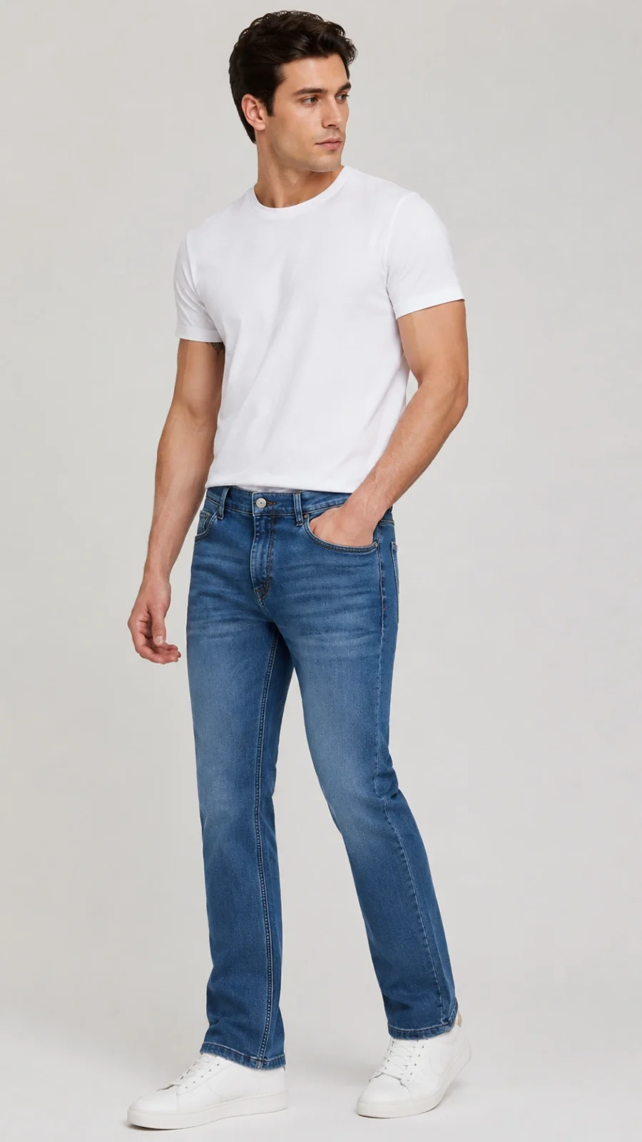 Men's Light Blue Slim Fit Stretch Jeans