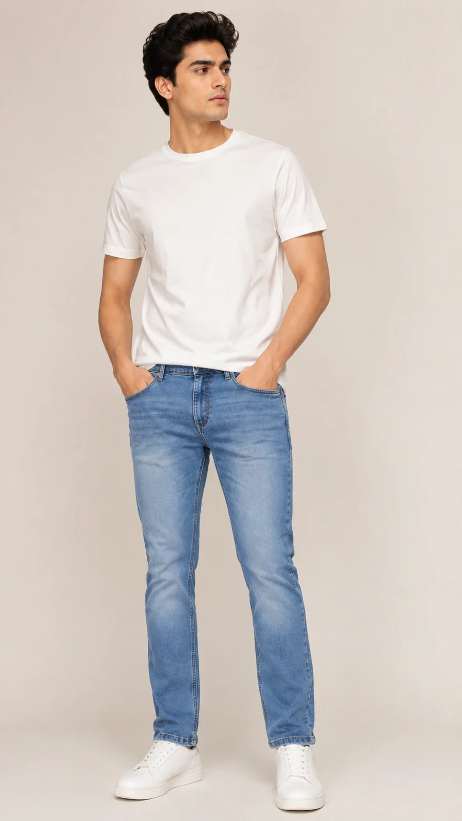 Men's Light Blue Slim Fit Stretch Jeans