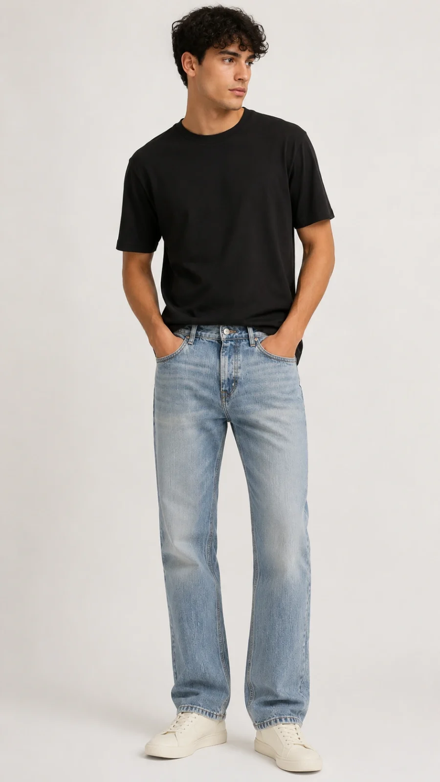 Men's Light Wash Straight Fit Premium Denim Jeans