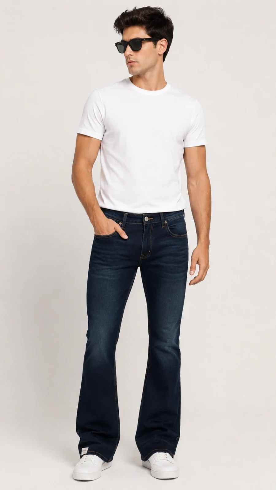 Men's Dark Indigo Bootcut Stretch Jeans