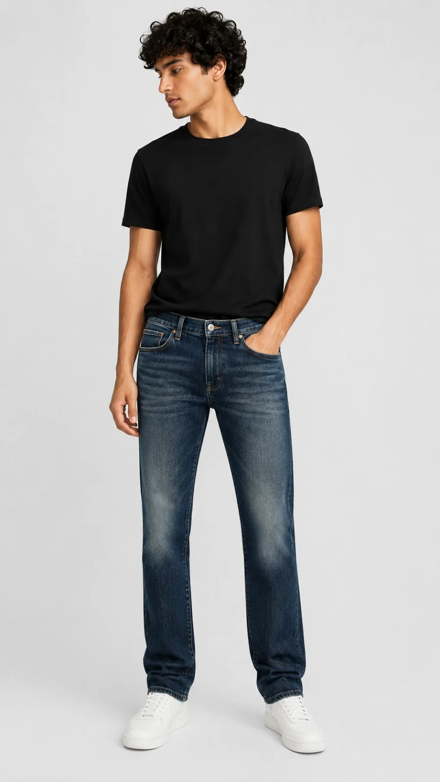 Men's Mid Blue Slim Straight Fit Jeans