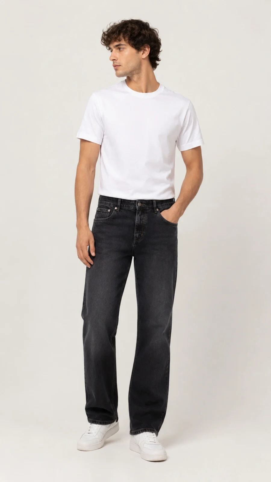 Men's Washed Black Relaxed Fit Jeans