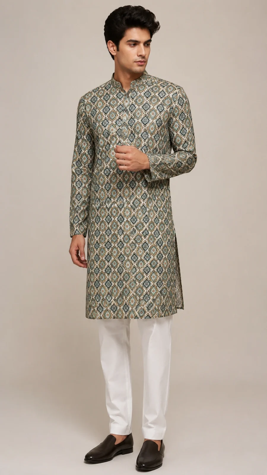 Men’s Heritage Medallion Printed Kurta Pajama Set