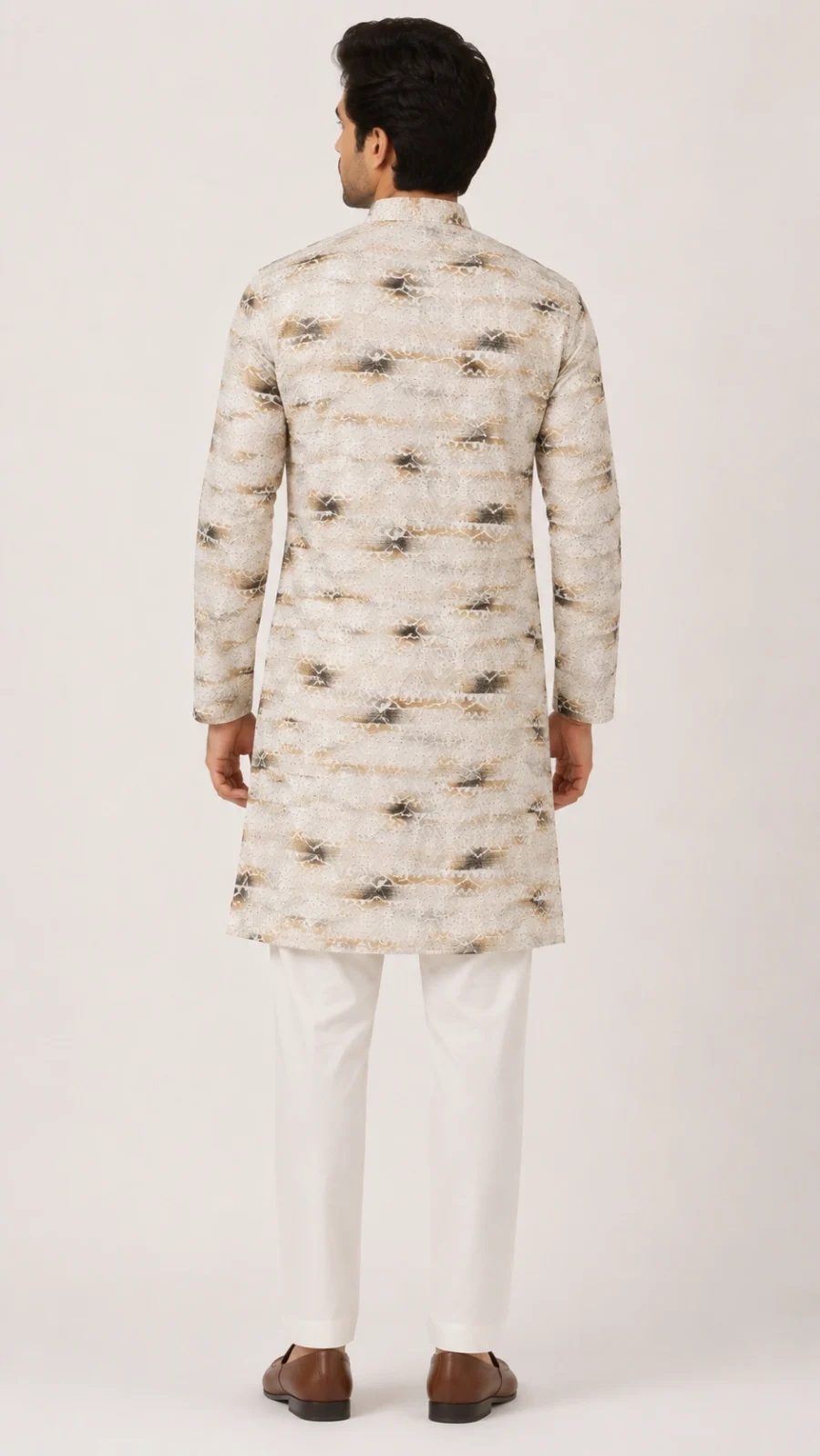 Ivory Abstract Embroidered Kurta Pajama Set