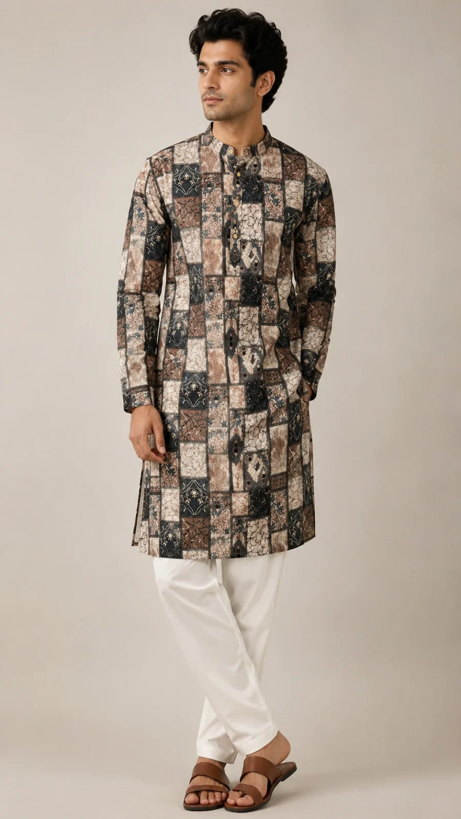 Heritage Patchwork Print Kurta Pajama Set