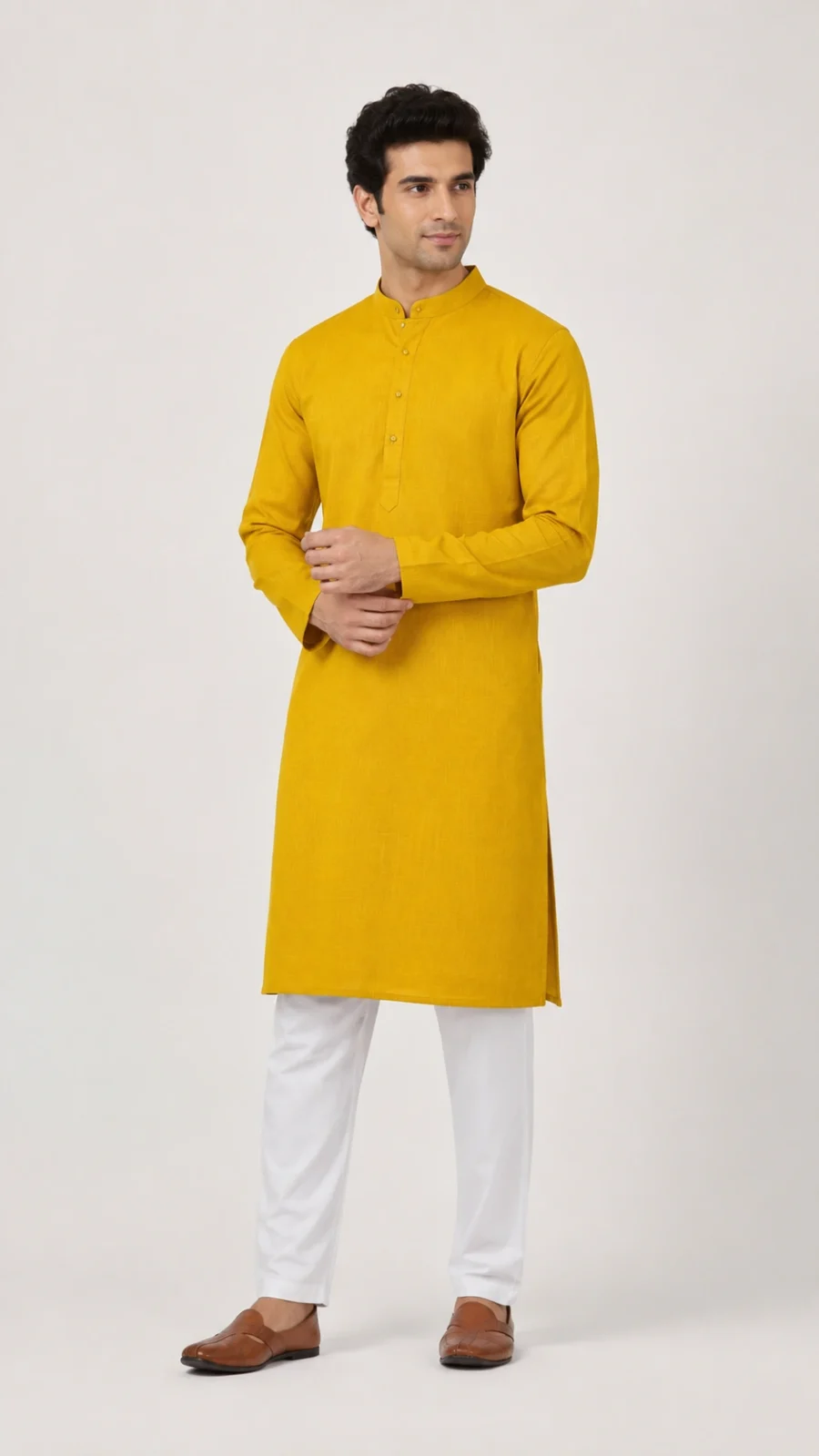Mustard Yellow Classic Kurta Pajama Set