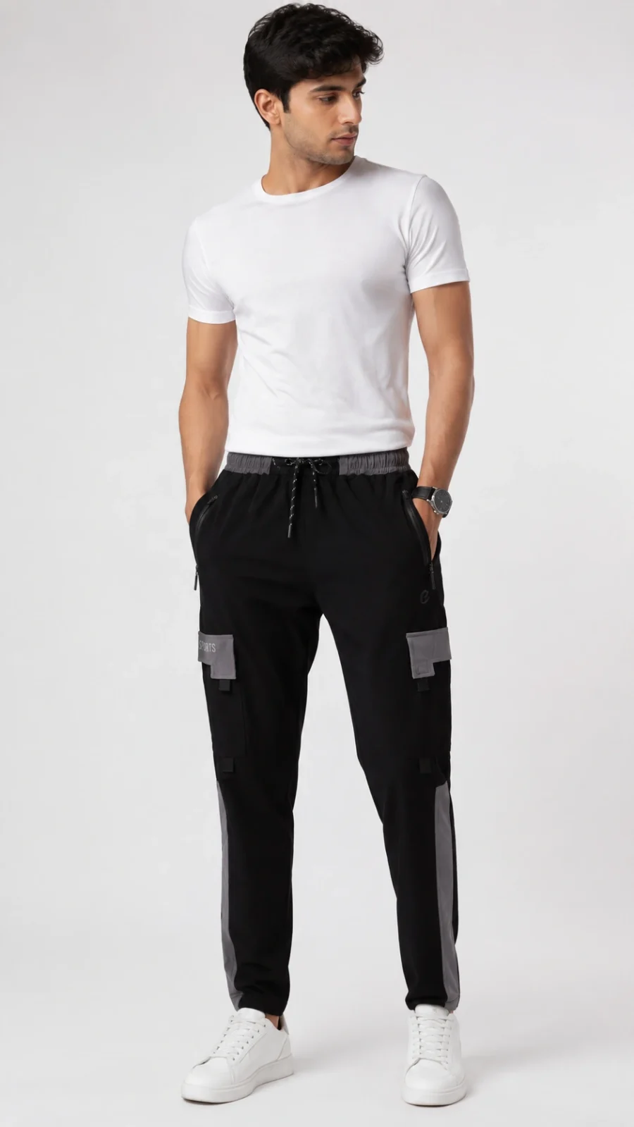 Men's Colorblock Cargo Track Pants