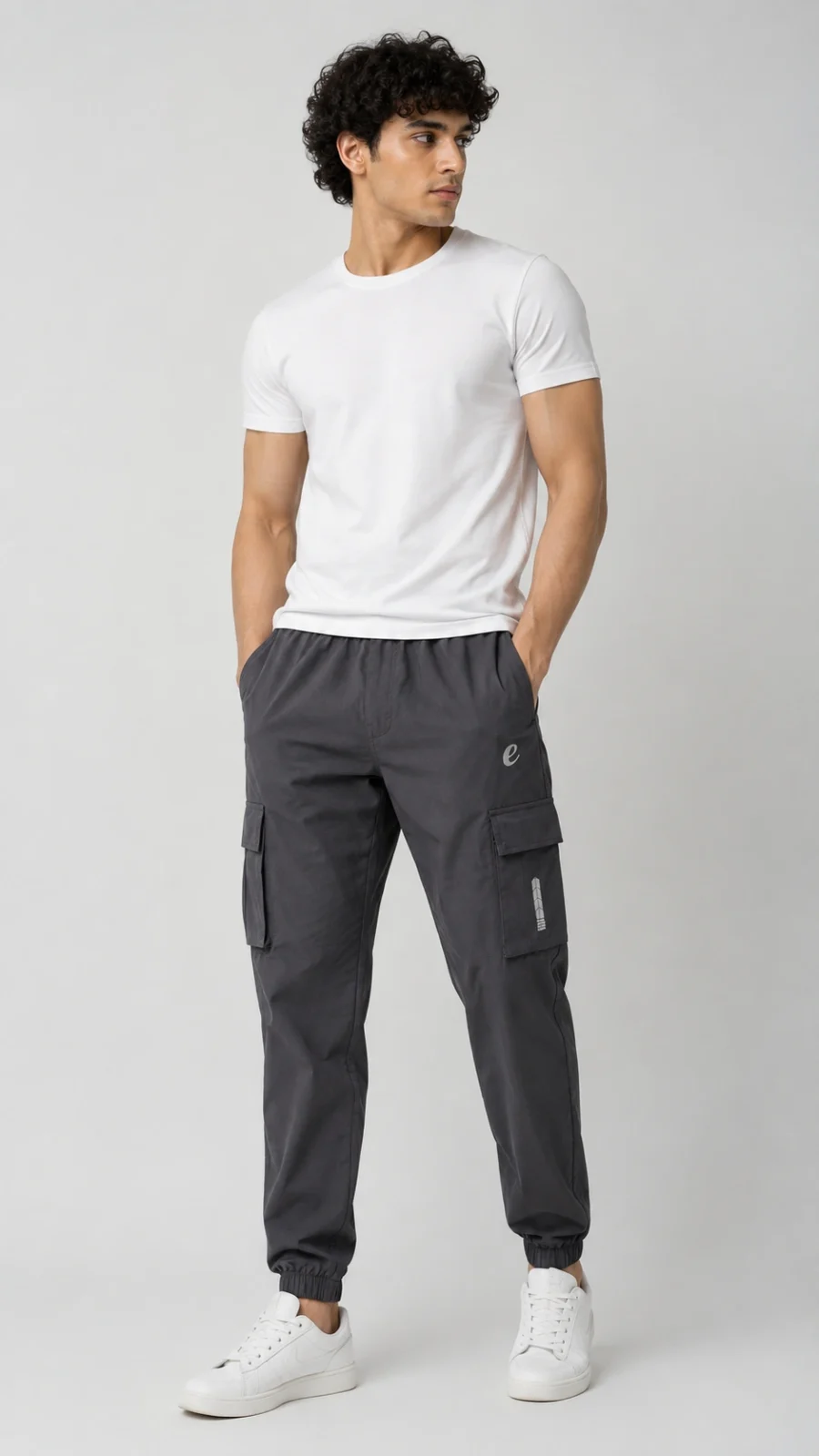Men's Charcoal Grey Utility Cargo Joggers