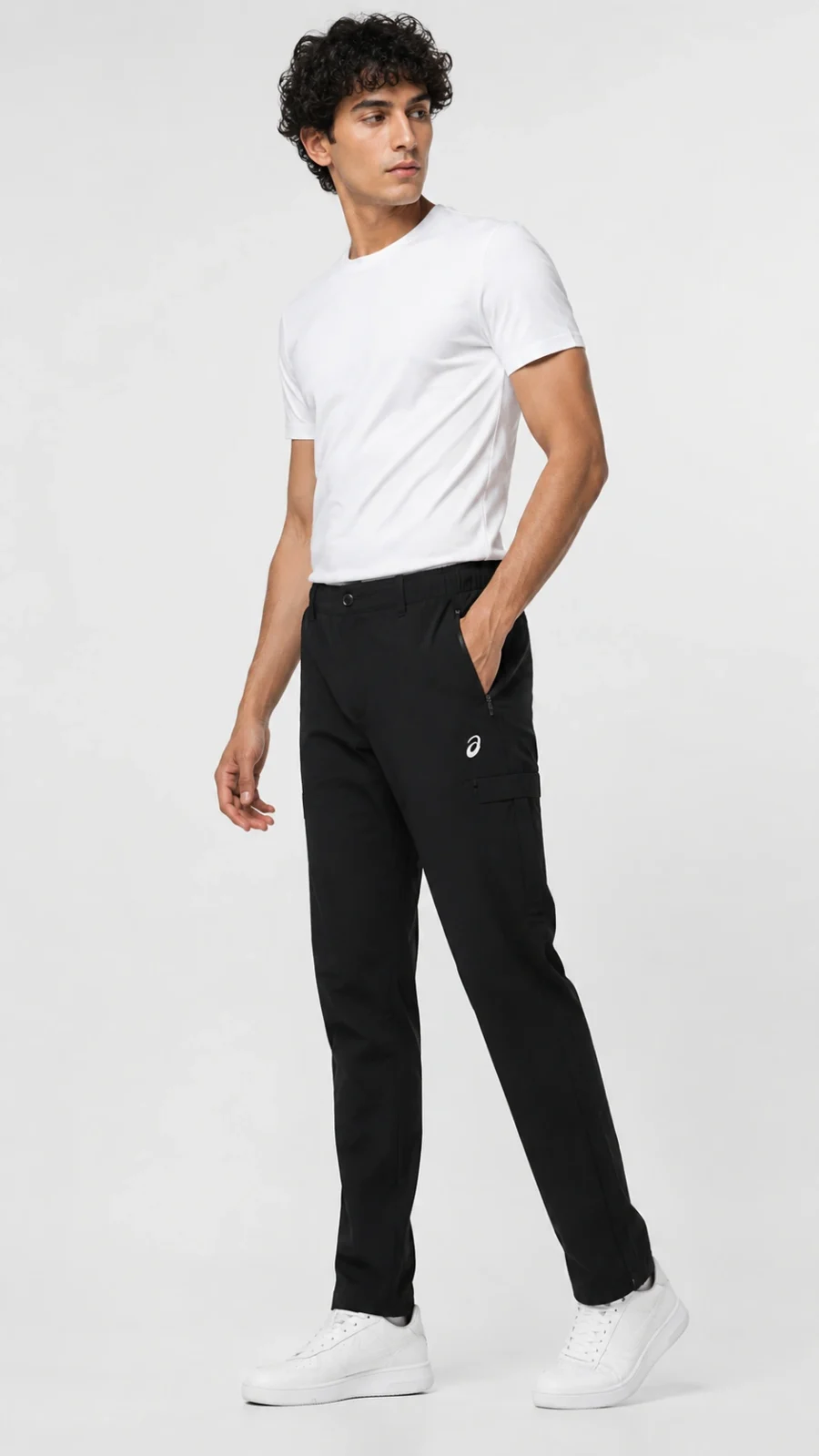 Men’s Black Straight-Fit Cargo Track Pants