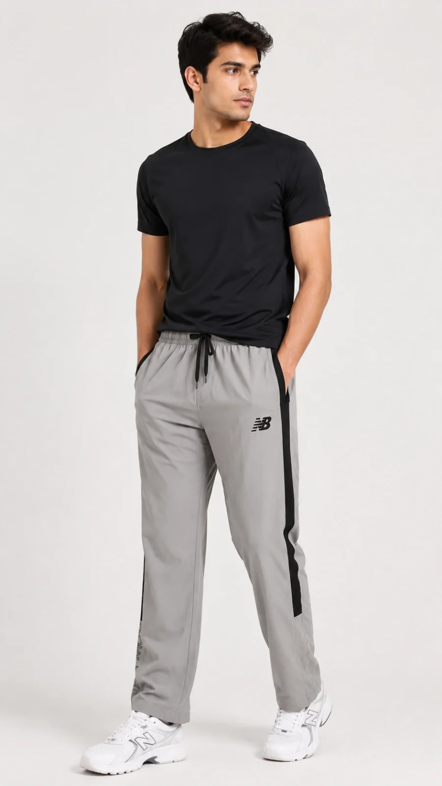 Men’s Grey Contrast Stripe Track Pants