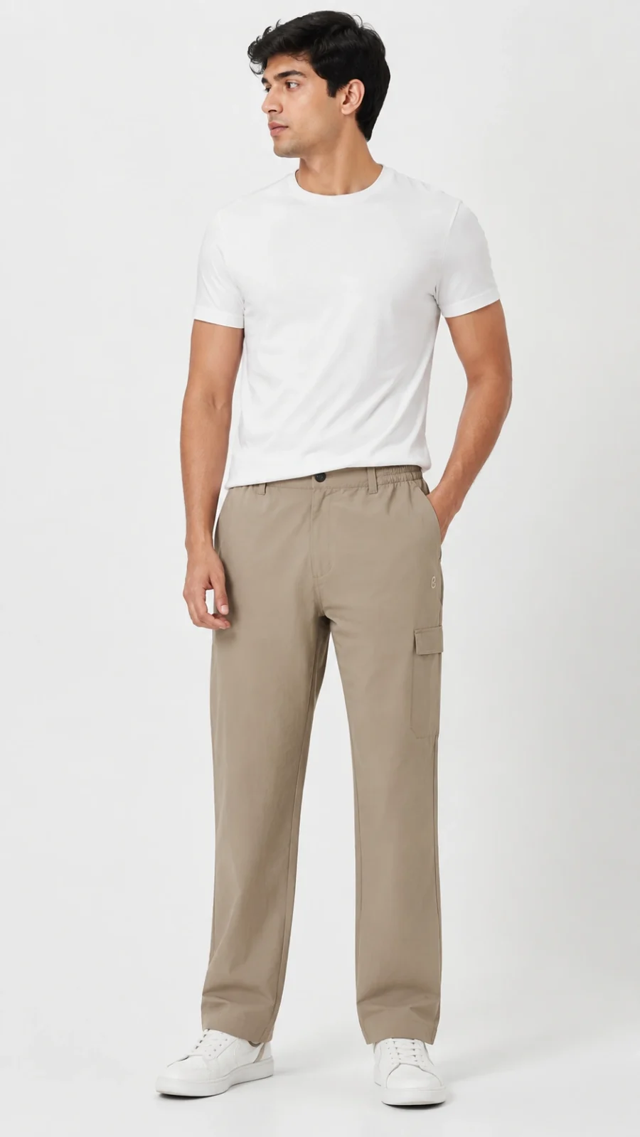 Men’s Beige Relaxed Fit Cargo Pants