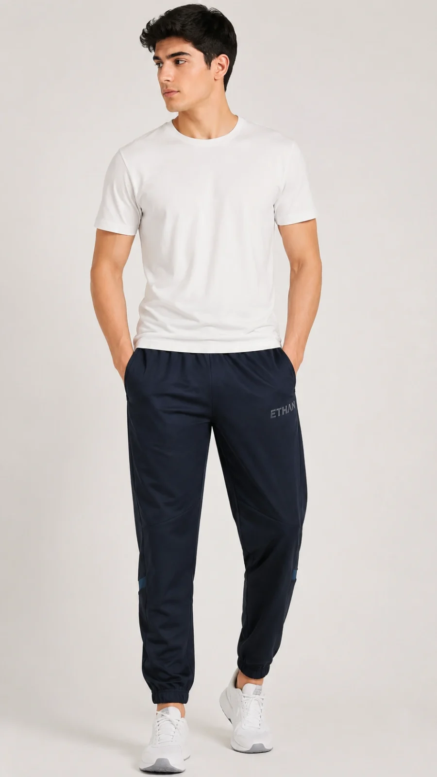 Men’s Navy Blue Polyester Sports Jogger Pants