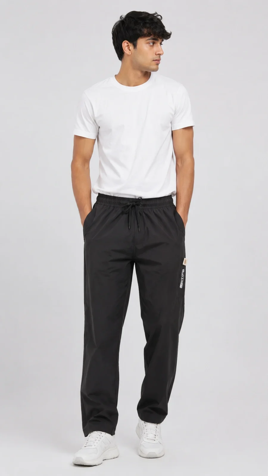 Men’s Black Relaxed-Fit Casual Track Pants